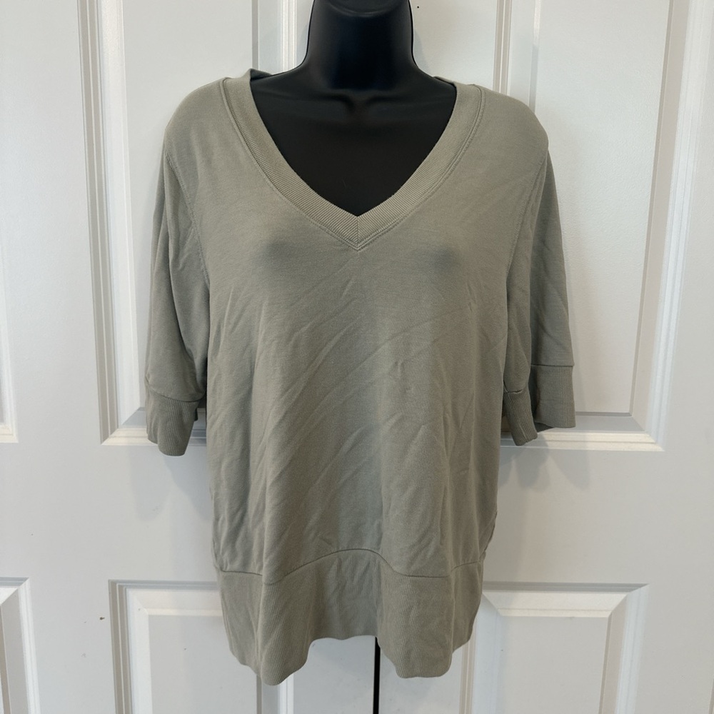 Athleta Sage Green V-Neck Long Sleeve Top